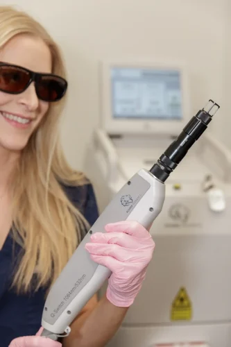 Laser tattoo removal procedure at The Aesthetic Center, North Dakota